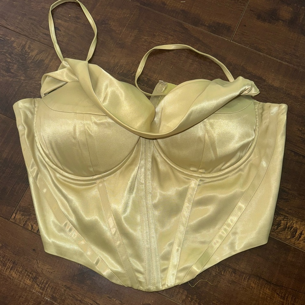 Corset green silk top